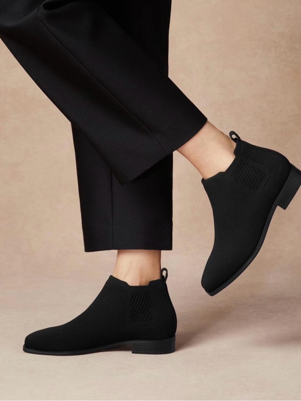 Vivaia Ankle Boots Ryan Pro Square Toe Black Knit Sz 10 Eu 41.5 Water Repellant